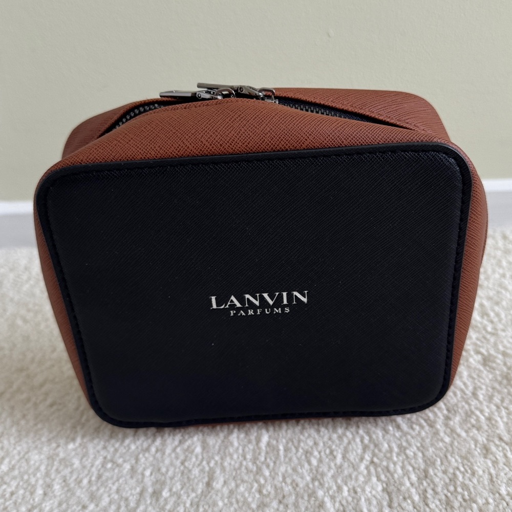 Lanvin Parfums Zippered Black and Brown Toiletry Bag